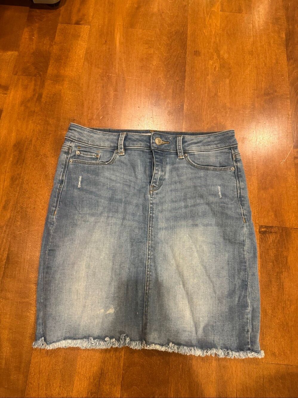 Esprit Denim Women’s Size 2 Blue Jean Skirt Distressed Raw Frayed Hem Y2K